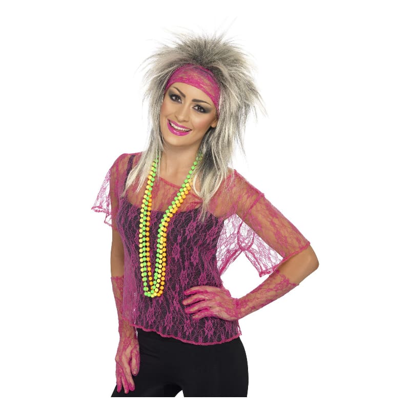 Mesh Shirt Lace Neon Pink NLA