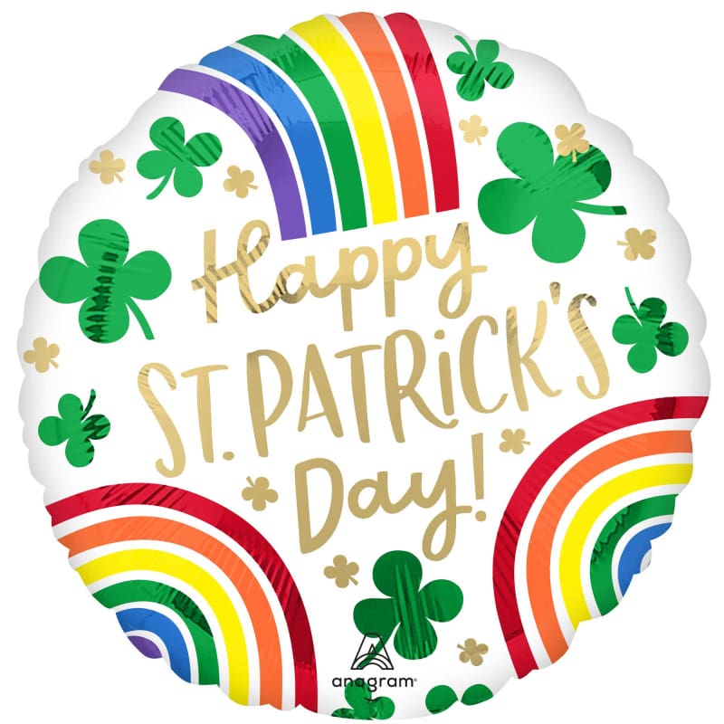 Foil 45cm St Patricks Rainbow Shamrocks
