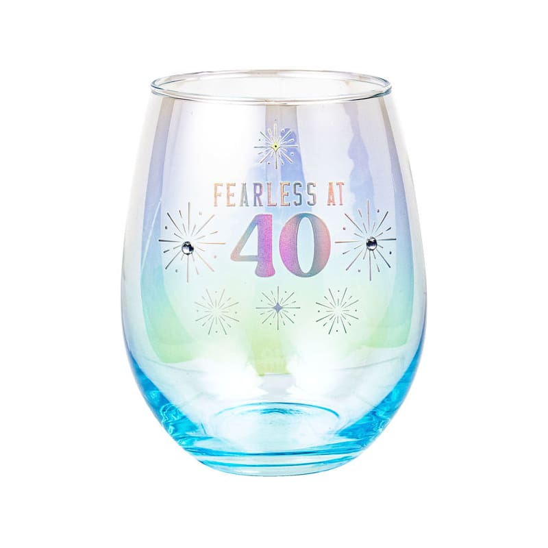 Wine Glass Stemless Fearless at 40