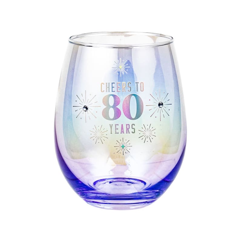 Wine Glass Stemless Cheers to 80 DNR
