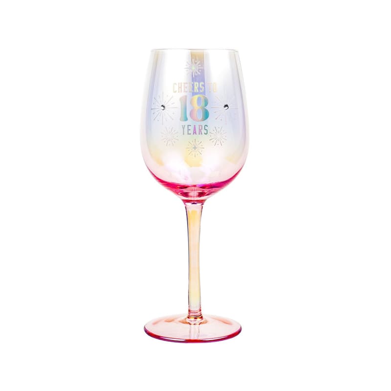 Wine Glass Cheers to 18 Years