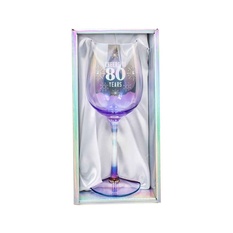Wine Glass Cheers to 80 Years