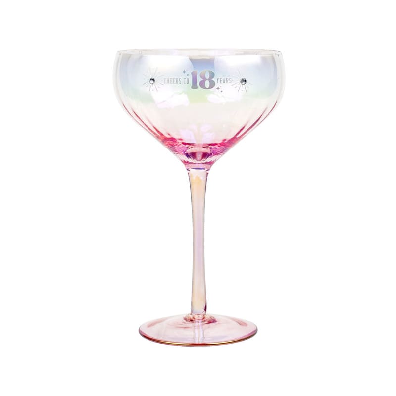 Wine Glass Coupe Cheers to 18 Years