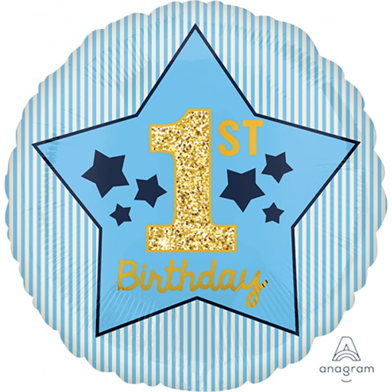 Foil 45cm 1st Birthday Blue Stars Sparkl