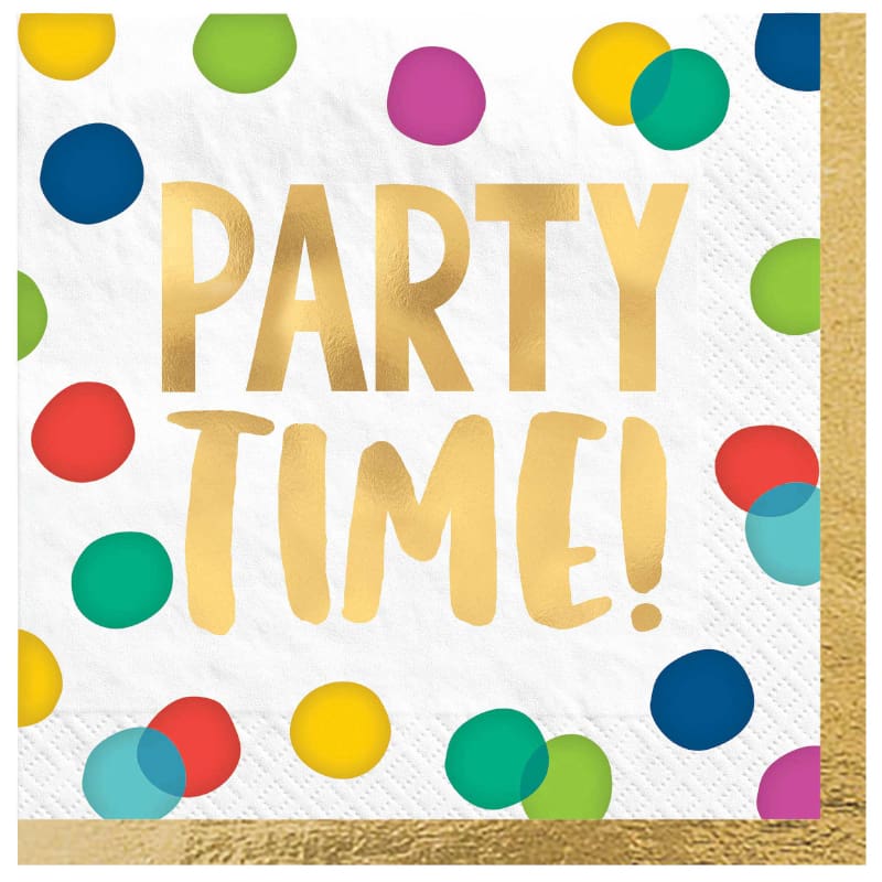 Napkins Lunch Party Time Colour Dot Pk16