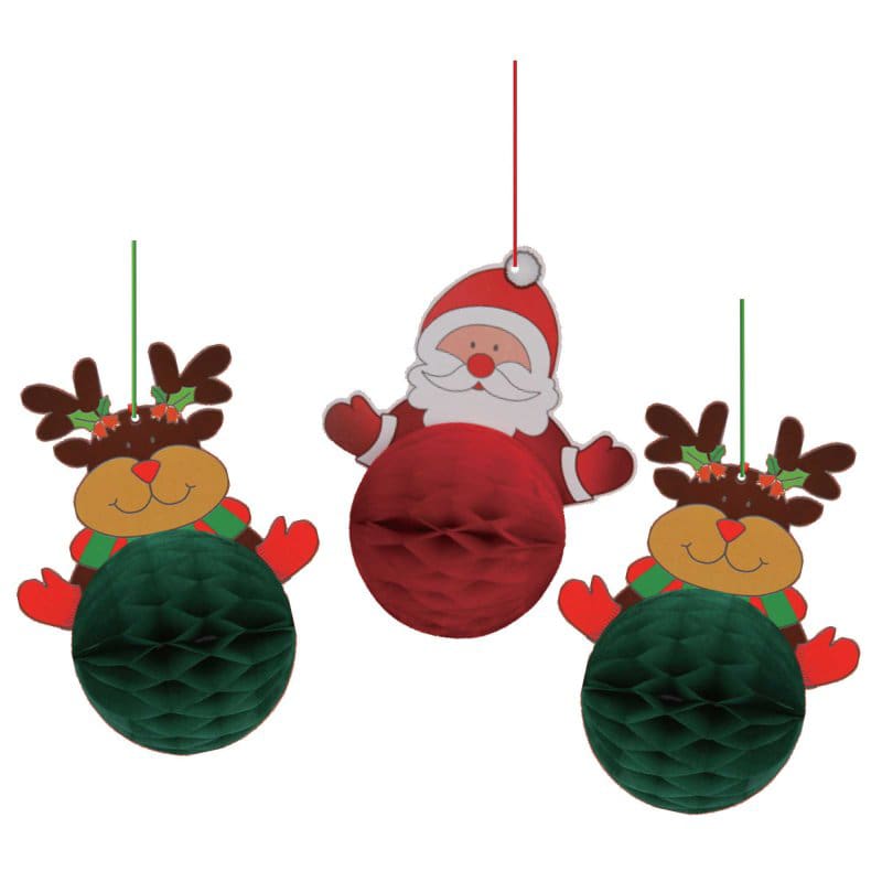 Christmas Hanging Hcomb Santa Rein 3 DNR