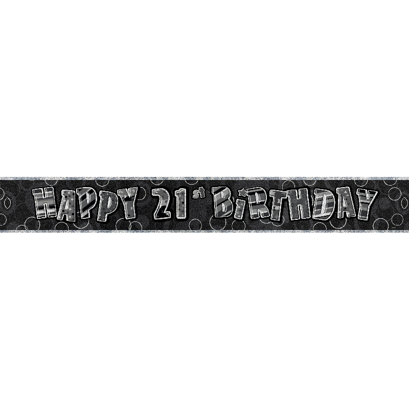 Foil Banner 21st Birthday Black DNR