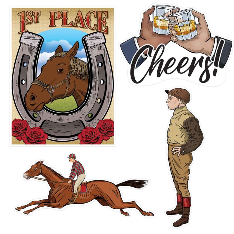 Cutout Horse Racing Vintage Pk4