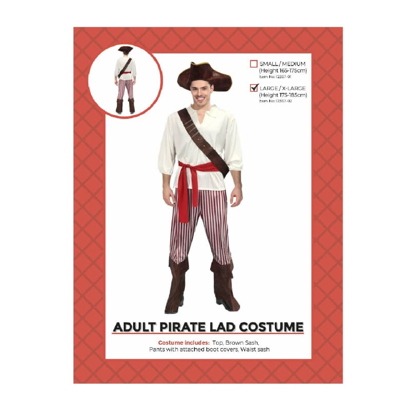 Costume Adult Pirate Lad LXL