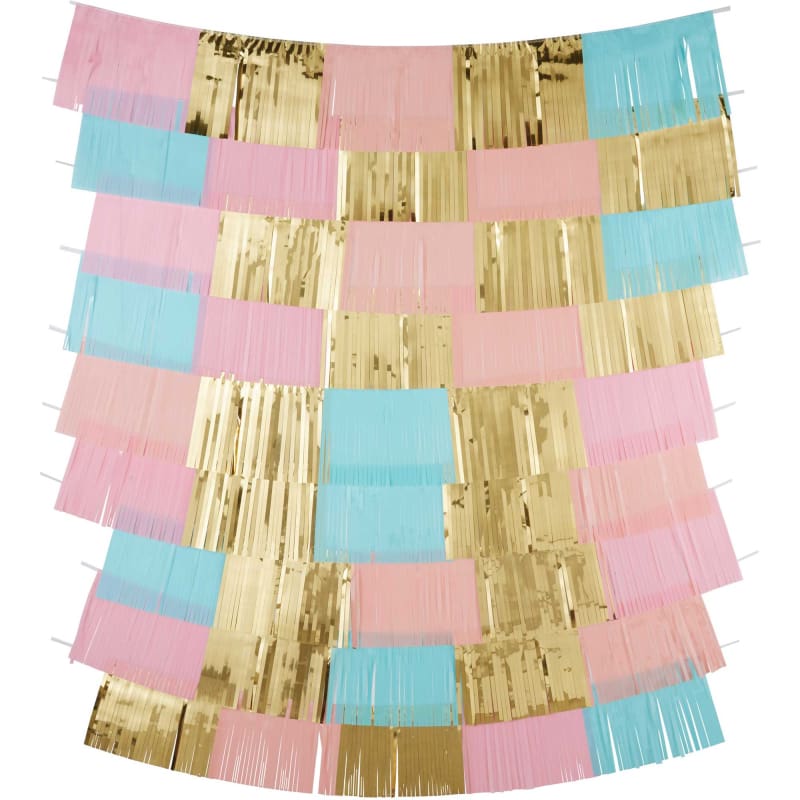 Backdrop Fringe Pastel Pink Blue Gld DNR