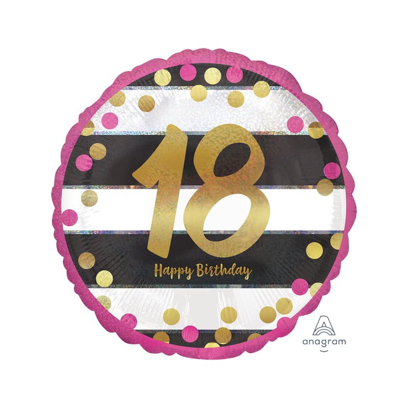 Foil 45cm 18 Gold BlackWhite Stripes DNR