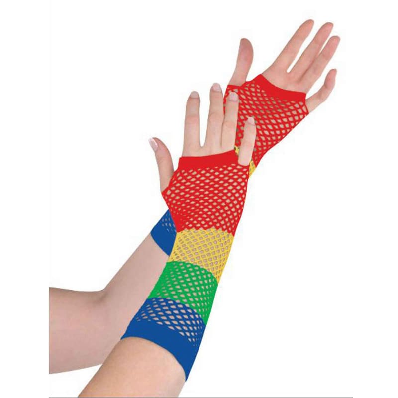 Gloves Fingerless Fishnets Rainbow
