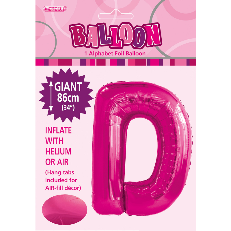 Foil Shape Letter D Hot Pink DNR