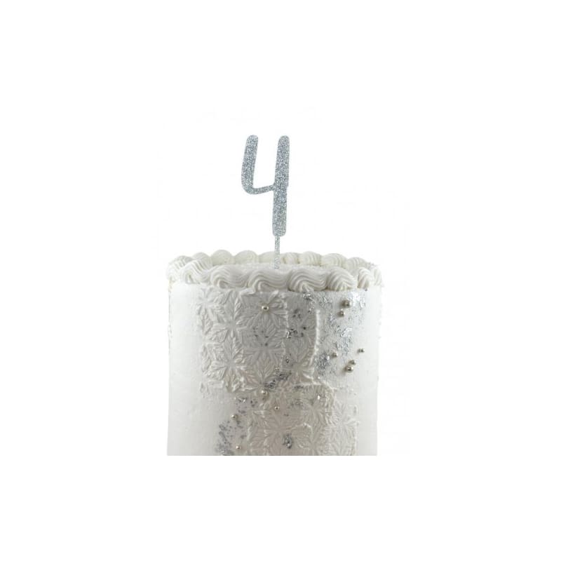 Cake Topper Acrylic Glitter Silver 4