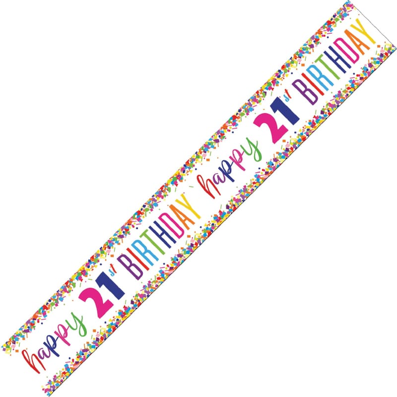 Foil Banner 21st Birthday Confetti 2.7m
