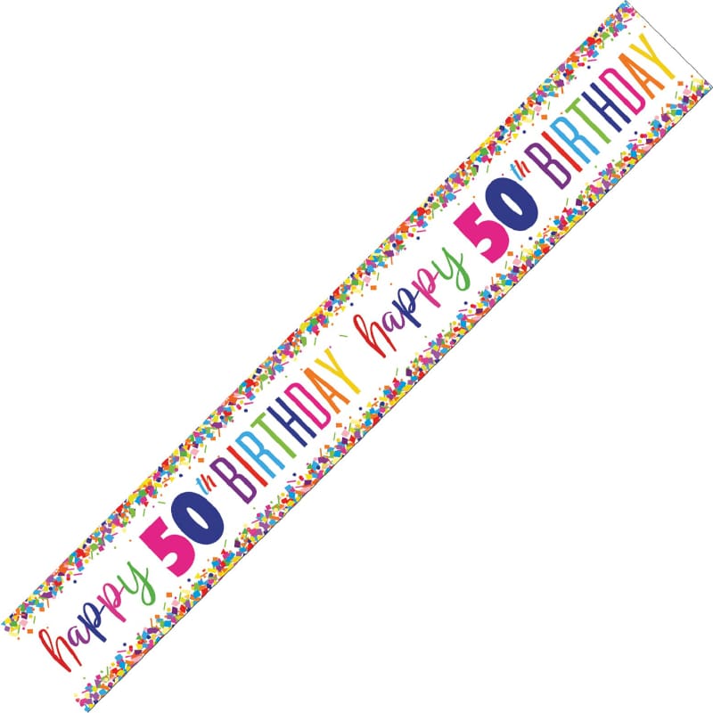 Foil Banner 50th Birthday Confetti 2.7m