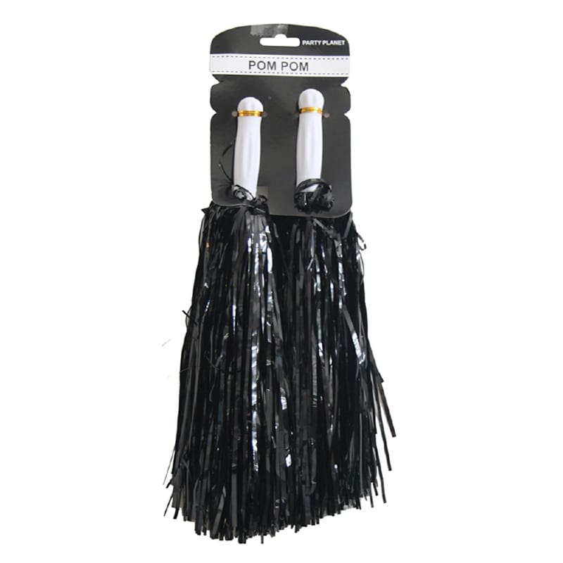 Pom Poms Black Tinsel Pk2