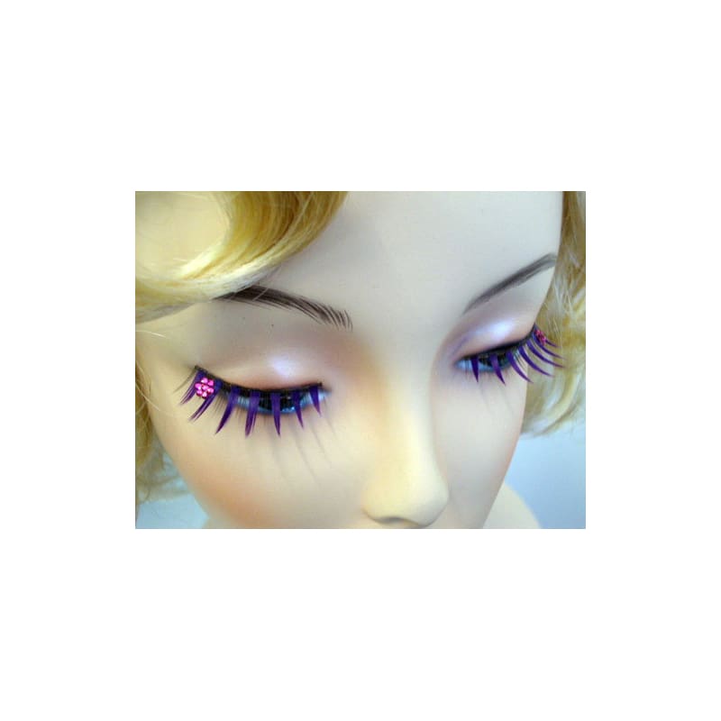 Eyelashes Purple with Pink Daisy Crystal