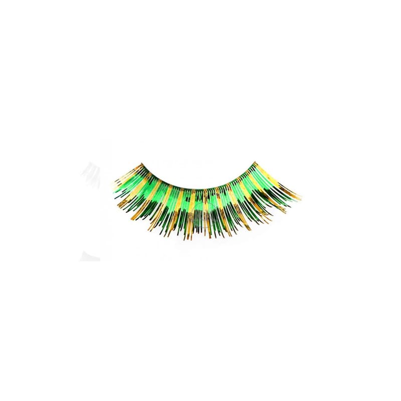 Eyelashes Green & Gold Tinsel Stripe