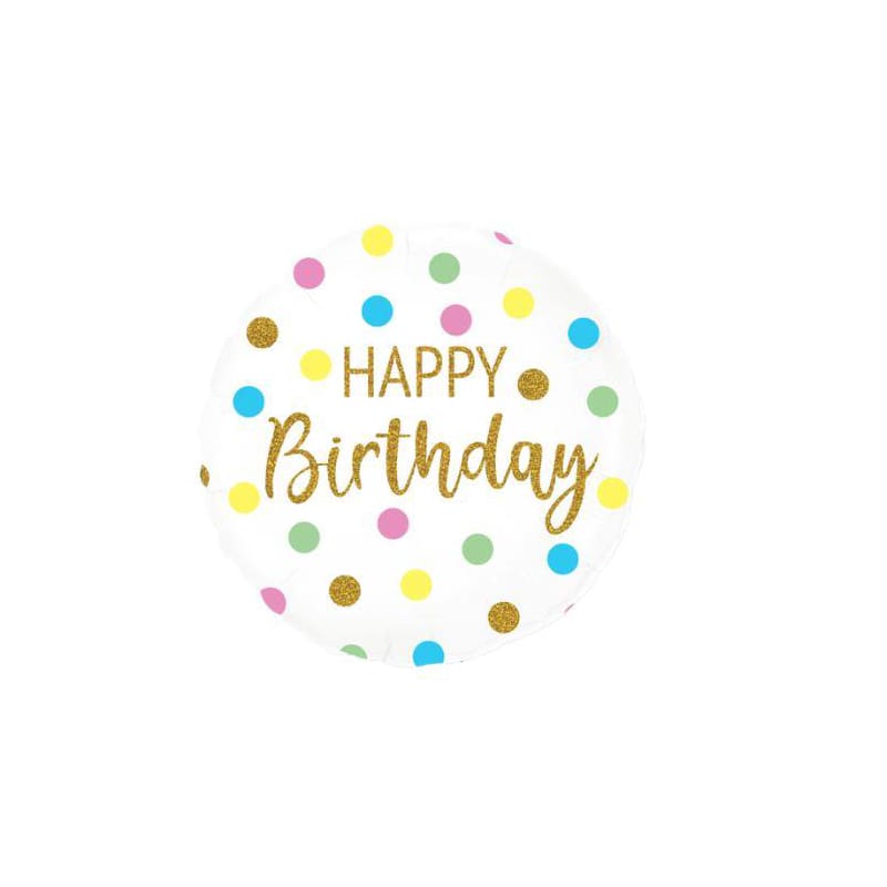 Foil 45cm Happy Birthday Pastel Dots DNR