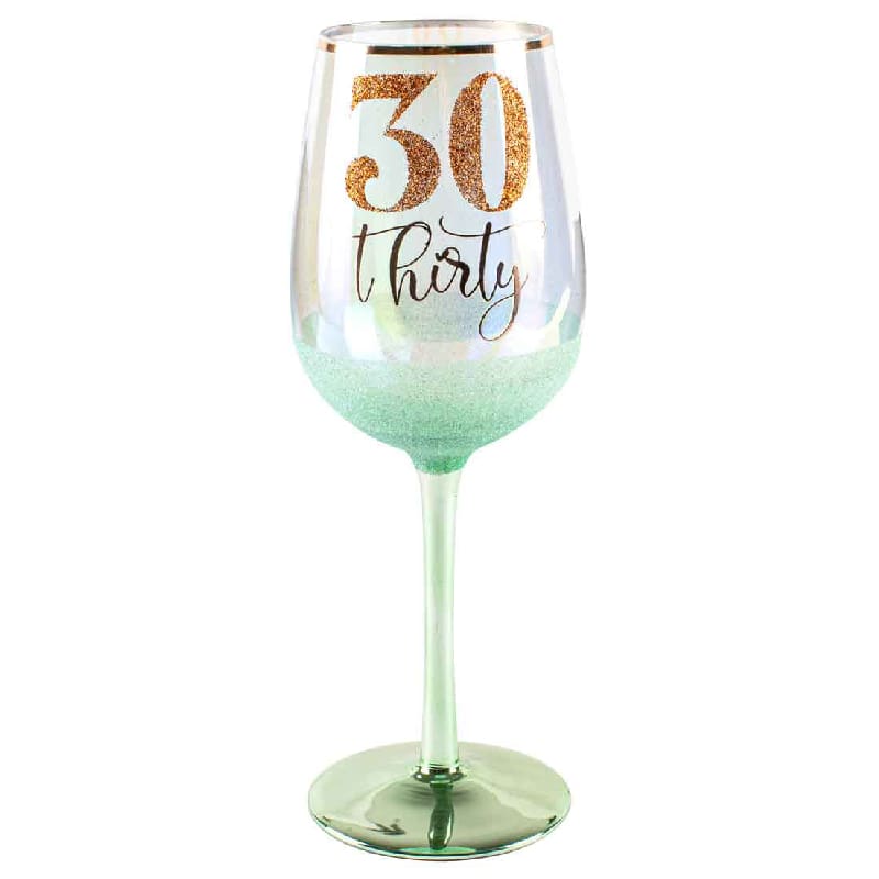 Wine Glass 30 Glitter Green DNR