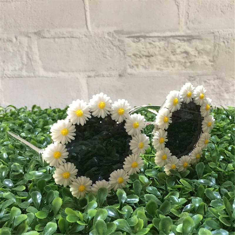 Sunglasses Flowers White