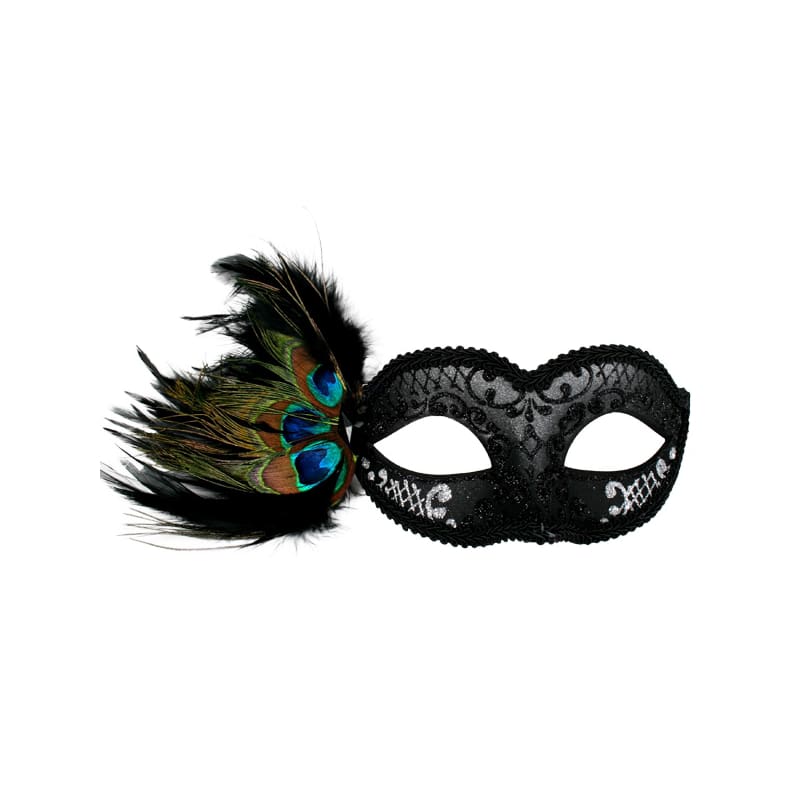 Mask Adrianna Black Silver Peacock