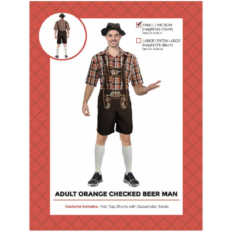 Costume Adult Beer Man Orange Black LXL