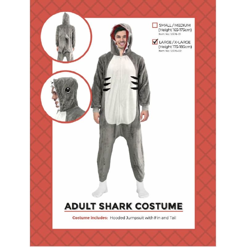 Costume Adult Shark Onesie LXL