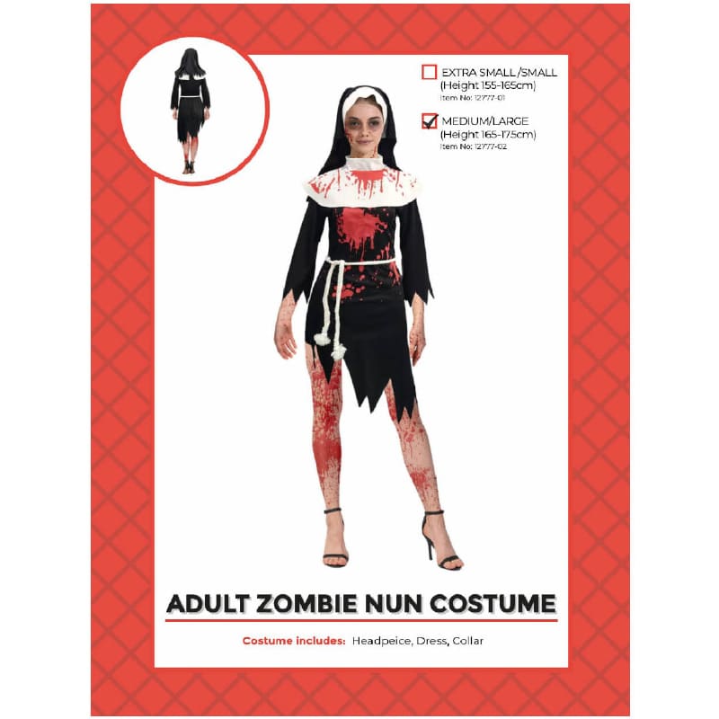 Costume Adult Zombie Nun ML