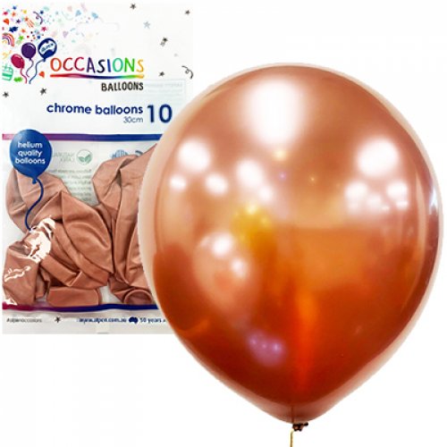 Balloons 30cm Chrome Rose Gold Pk10 DNR