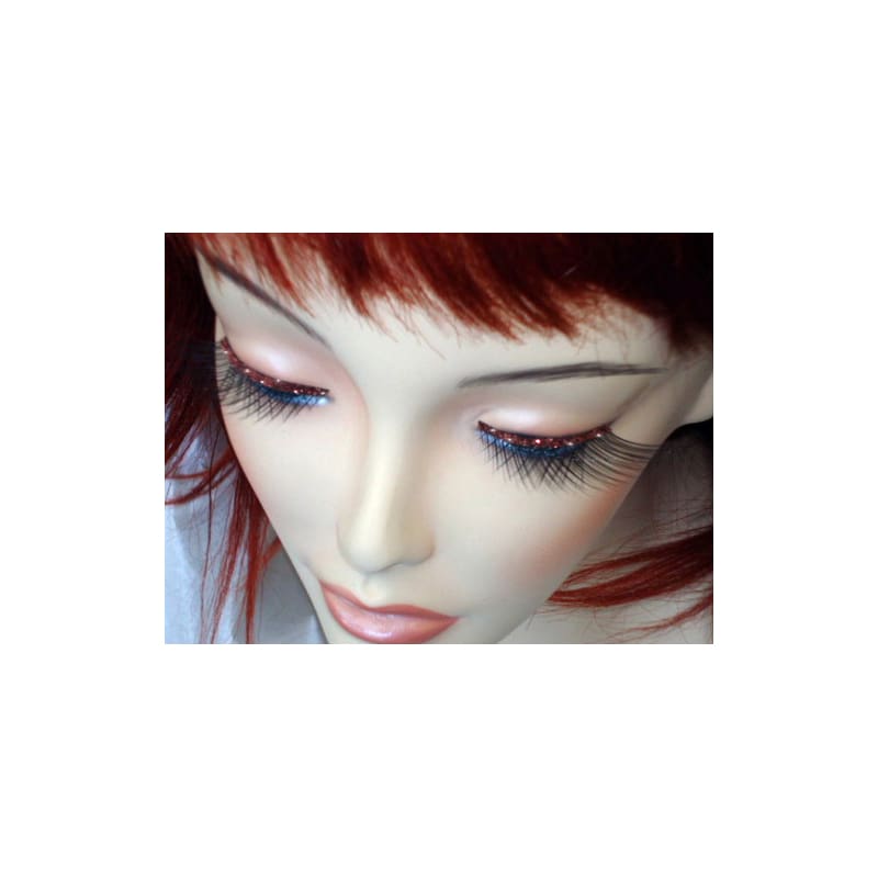 Eyelashes Black with Brown Glitter Trim