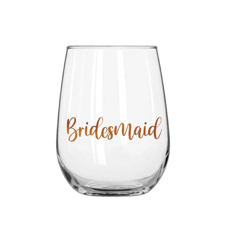 Wine Glass Stemless Bridesmaid Rose Gold