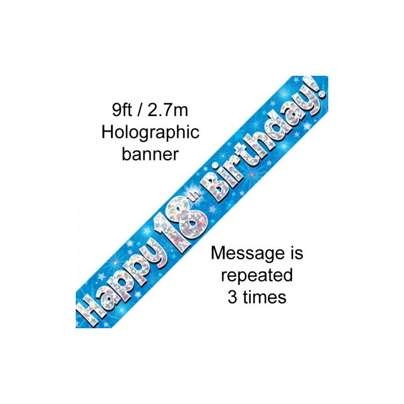 Foil Banner 18th Birthday Blue 2.7m DNR