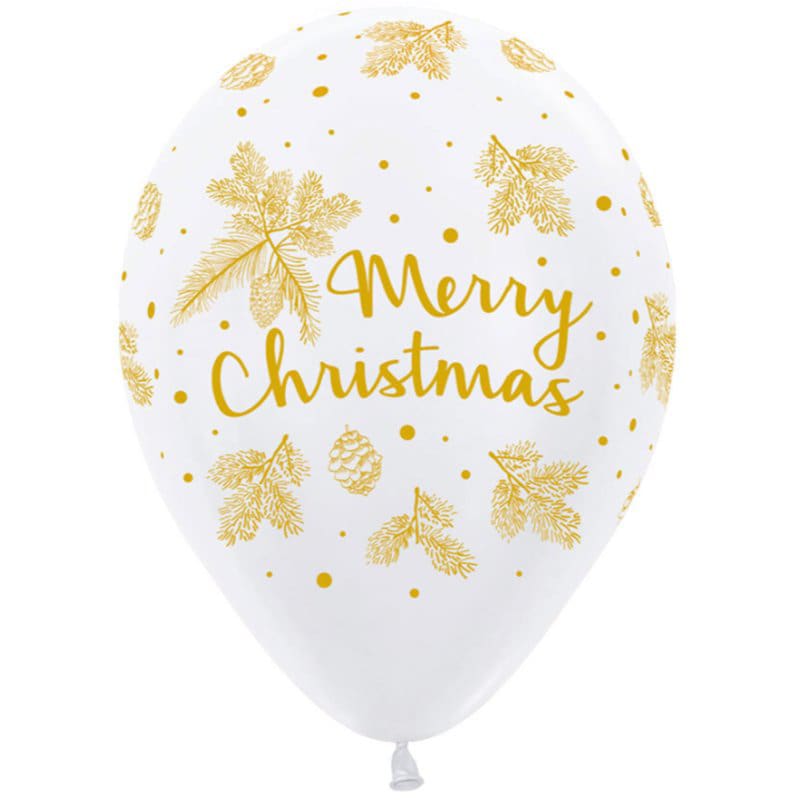 Balloons 30cm AOP Christmas White Pk12