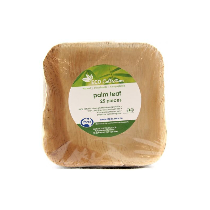 Plates Eco Palm Leaf Square 13cm P25 DNR