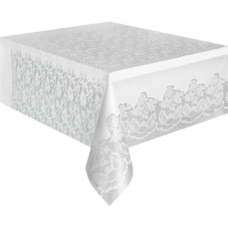 Tablecloth Rect Lace White Plastic