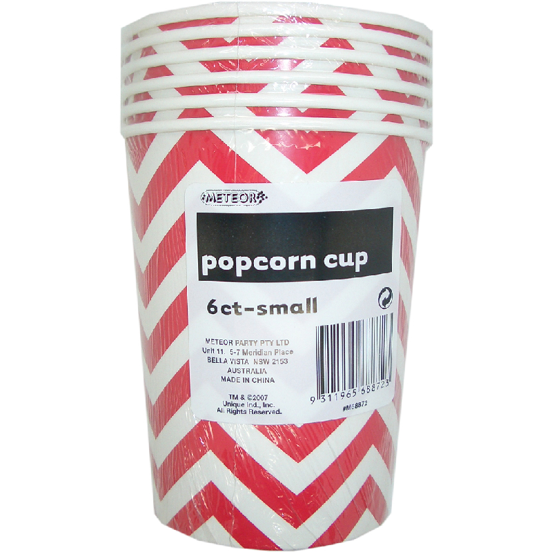 Popcorn Cups Small Chevron Red Pk6