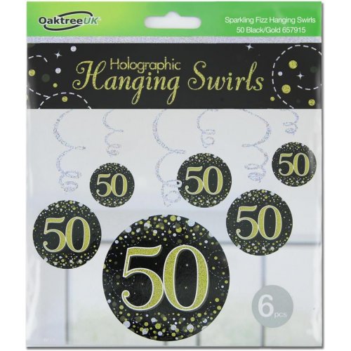 Hanging Swirls Black Gold 50 Pk6