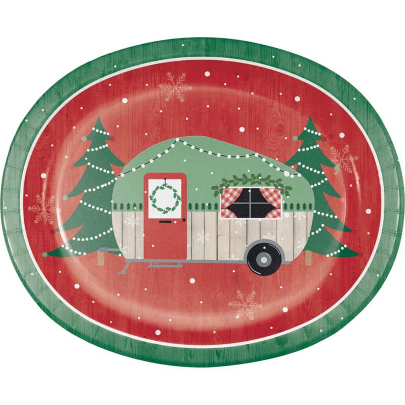Christmas Campers Oval Plates Pk8