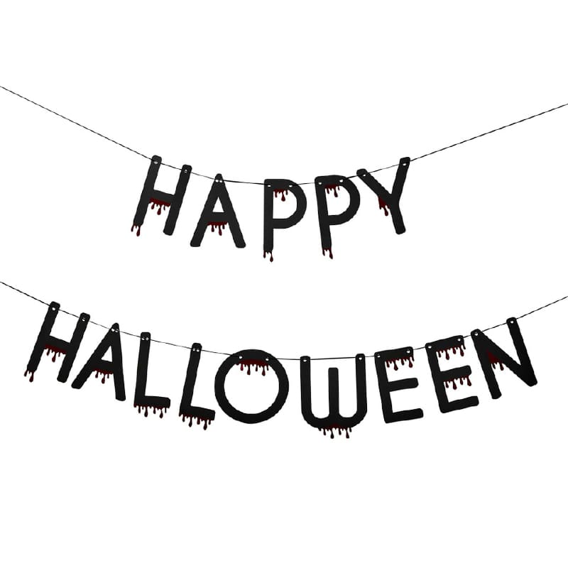Banner Bunting Happy Halloween Black DNR