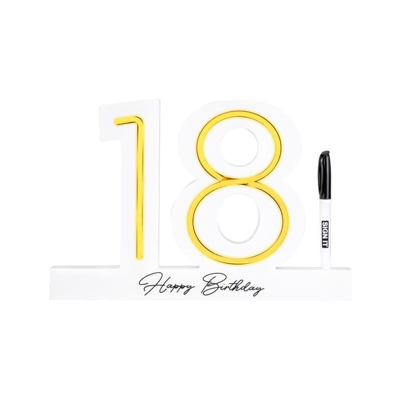 Signature Number 18th White Light Up