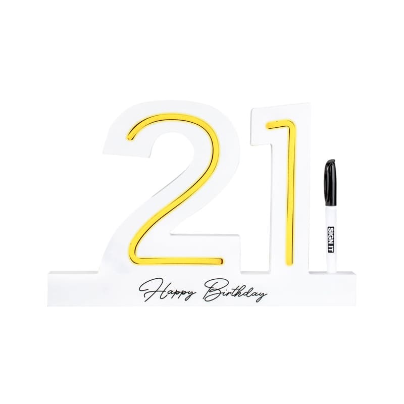 Signature Number 21st White Light Up