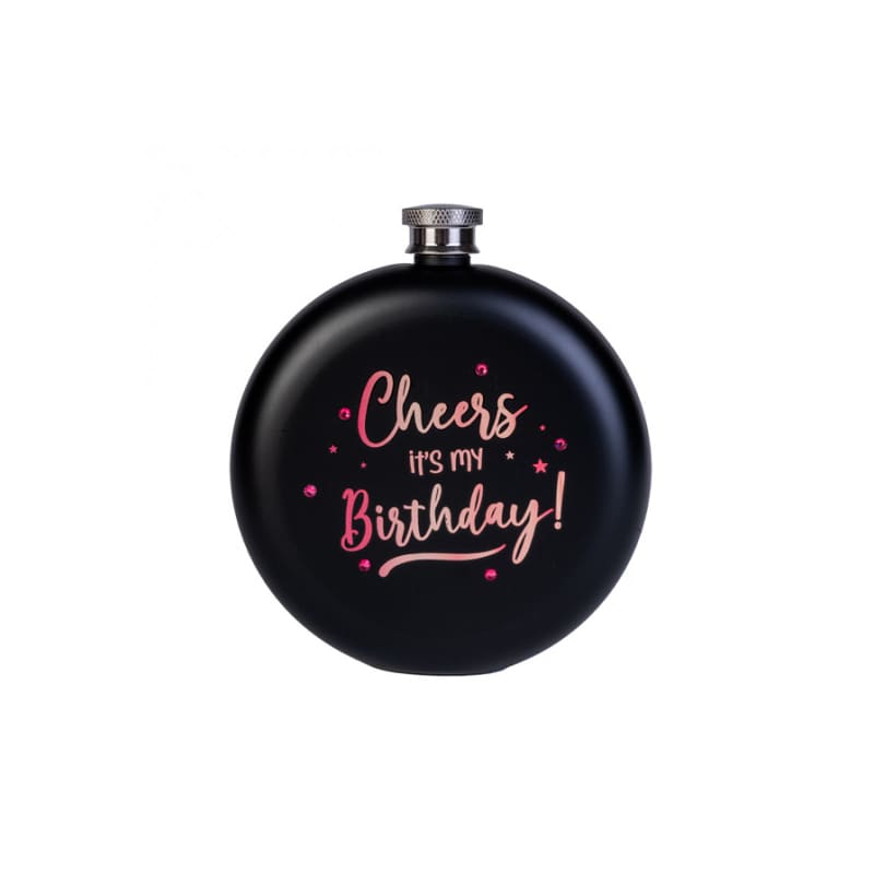Flask Cheers Its My Birthday Rose Gold