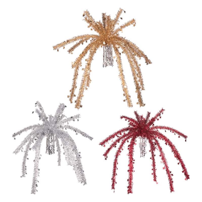 Tinsel Fountain 90cm Red Gold Silver