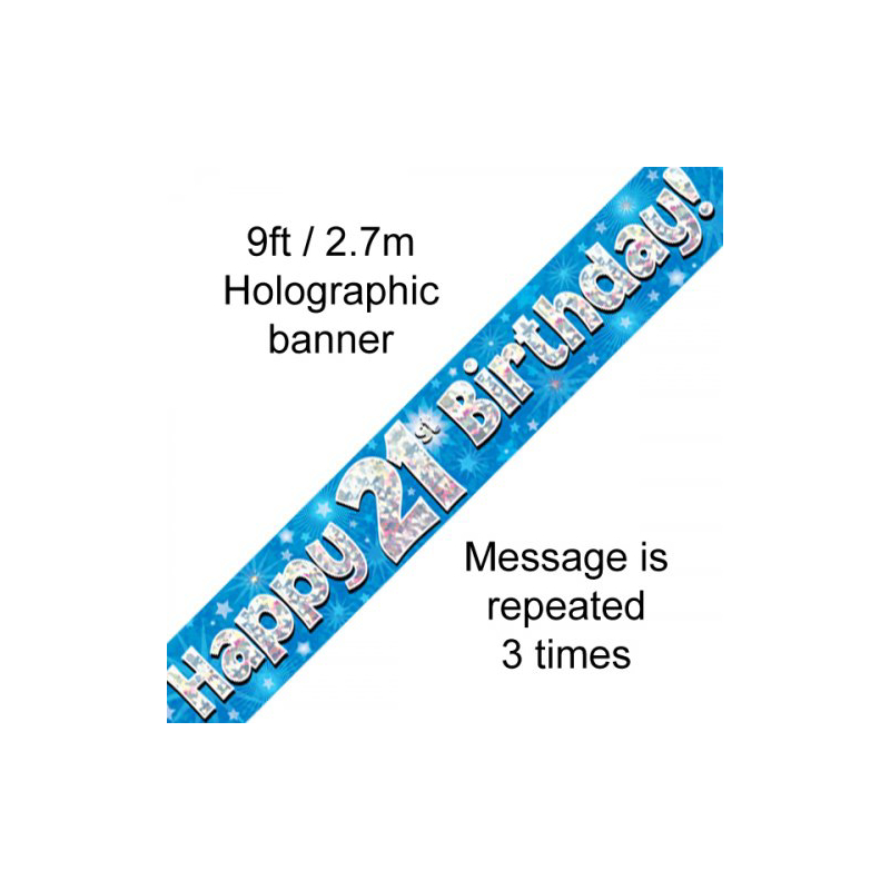 Foil Banner 21st Birthday Blue 2.7m DNR