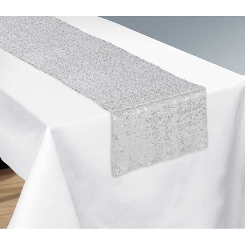 Table Runner Sequin Silver