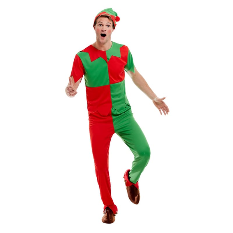 Costume Adult Elf Man Red Green M