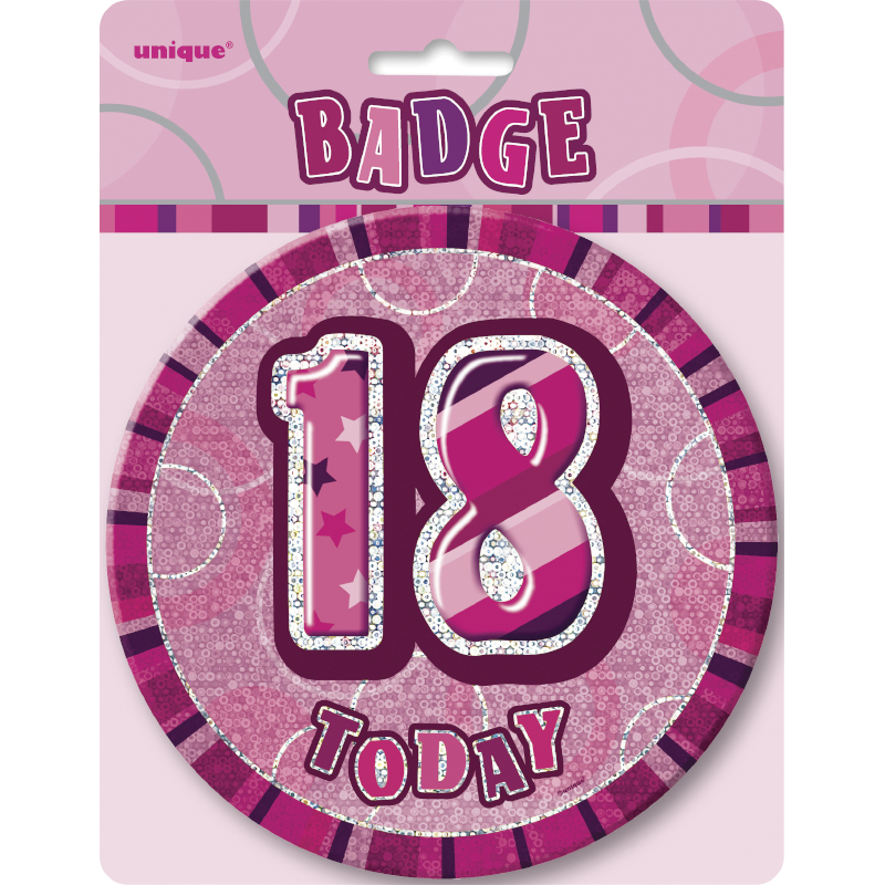 Badge Big 18th Glitz Pink