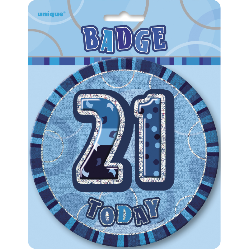 Badge Big 21st Glitz Blue